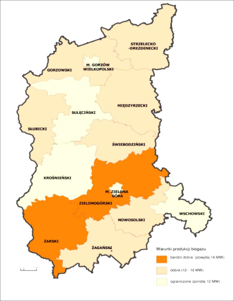 Perspektywy rozwoju OZE na terenie województwa lubuskiego biogaz Istotny szacunkowy potencjał energetycznego wykorzystania biogazu.