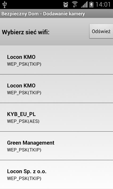 Podłączanie kamery do sieci WIFI Wybierz