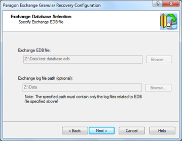 3. Program wyświetli zawartośd archiwum. Wybierz wymaganą bazę danych i określ punkt czasowy odzyskiwania. 4. Na następnej stronie Exchange granular recovery wyświetli jak archiwum jest zamontowane.