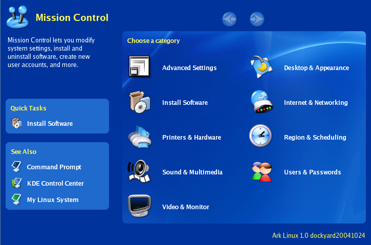 Ark Linux jak Windows XP