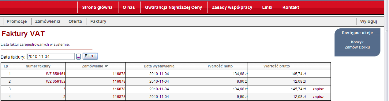 Proces realizacji zamówienia stworzonego w programie aptecznym i wysłanego Internetem do.. JeŜeli zamówienie osiągnie status zafakturowane lub zafakturowane częściowo to uaktywnia się zakładka Faktury.