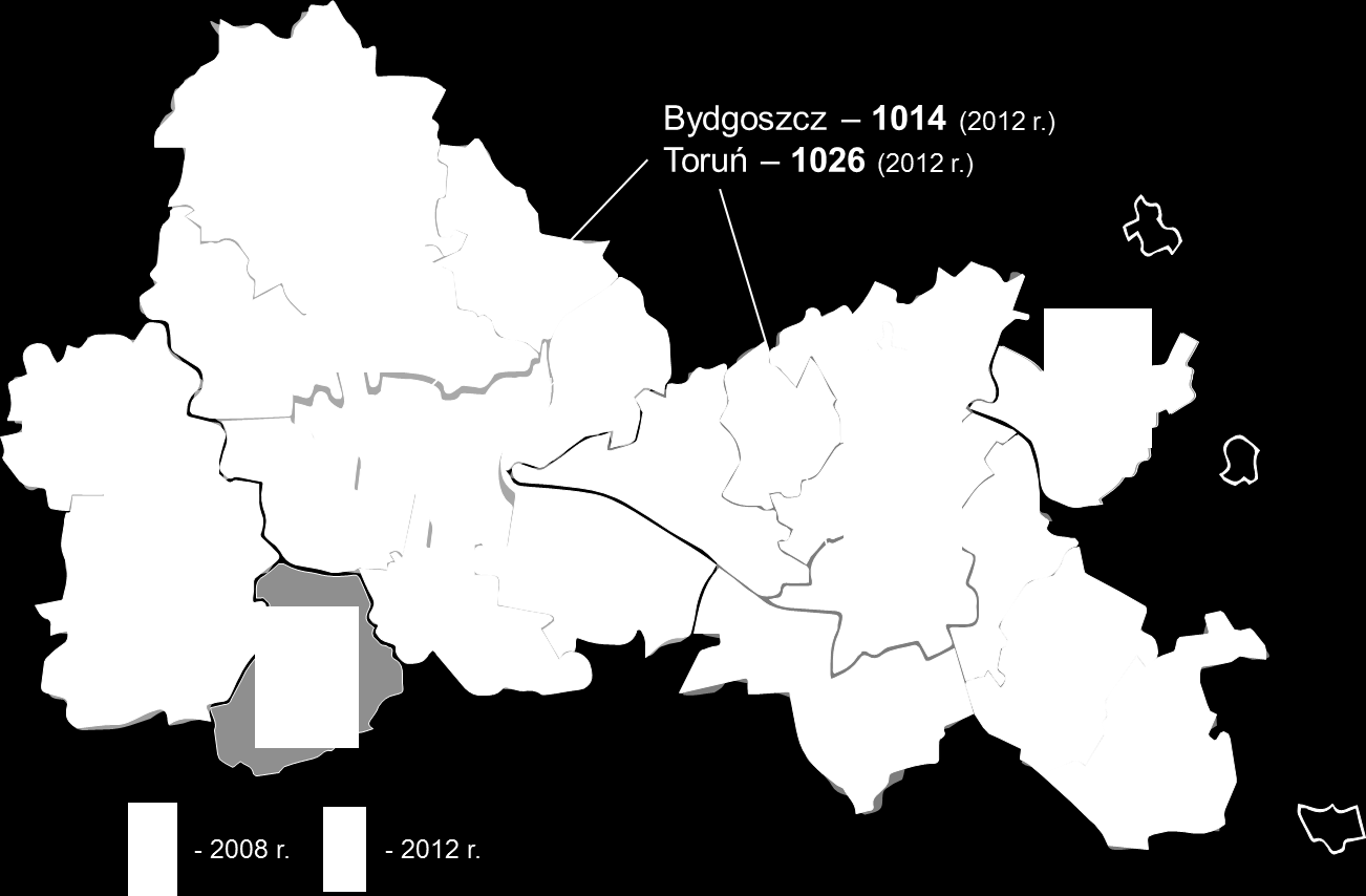 W badanych latach, za wyjątkiem powiatu bydgoskiego, zaobserwowano poprawę wskaźnika dostępności do lekarza POZ.