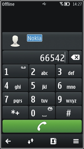 Telefon 41 Nawiązywanie połączenia ze znalezionym kontaktem kontakt. Wysyłanie wiadomości do kontaktu i przytrzymaj kontakt, a następnie z karty kontaktu wybierz Wiadomość.
