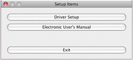3. Po wyświetleniu okna dialogowego Setup Items {Elementy instalacji} wybierz opcję Driver Setup (OS X 10.3.x) {Instalacja sterownika (OS X 10.