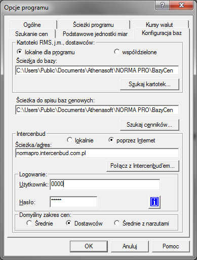 Wczytywanie cenników z poziomu programu Norma PRO/STANDARD W celu wczytania cenników INTERCENBUD bezpośrednio z poziomu programu kosztorysowego Norma EXPERT, należy posiadać konto w serwisie