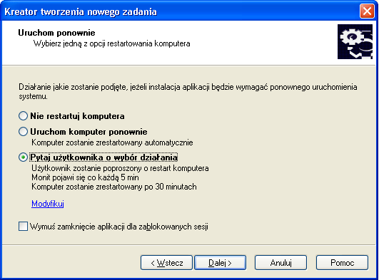 W przypadku, gdy chcesz zapewnić ponowne uruchamianie zablokowanych komputerów, wybierz opcję Wymuś zamykanie aplikacji w zablokowanych sesjach. Domyślnie pole to nie jest zaznaczone. Rysunek 18.