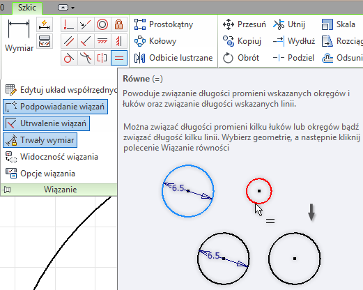 Modelowanie części Szkic 2D Narzędzia