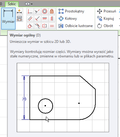 Modelowanie części Szkic 2D Narzędzia rysunkowe