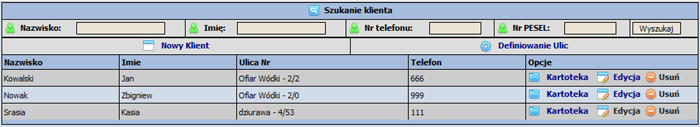 Funkcje Programu Adminx 4.1 Wprowadzanie i obsługa klientów.