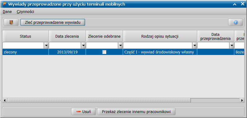 w roli Administratora wybieramy z drzewka funkcji na głównym oknie Emp@tia > Wywiady przeprowadzone przy użyciu terminali mobilnych.