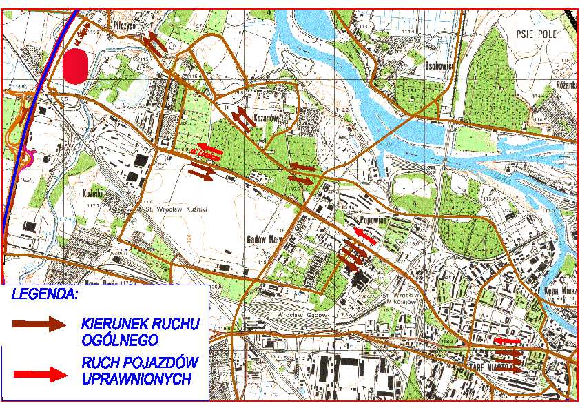 ul. Lotnicza (wariant podstawowy) wydziela się na obu jezdniach ulicy z 2 istniejących pasów ruchu zewnętrzny pas ruchu dla pojazdów uprawnionych wg wzoru: Rysunek 2.10 Wzór znaku drogowego na ul.