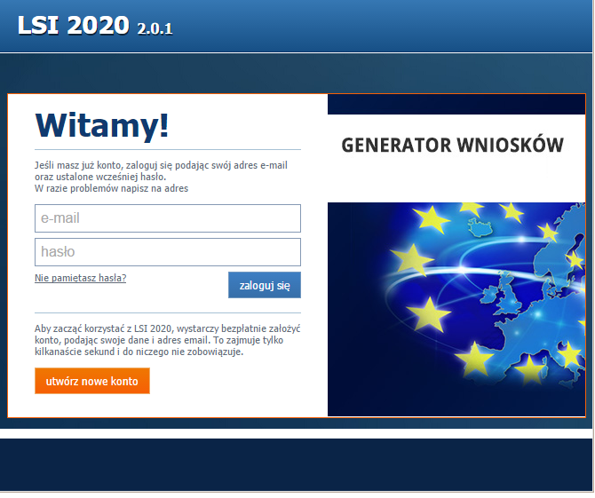 Lokalny System Informatyczny - LSI2020 Wnioskodawcy ubiegający się o dofinansowanie projektu w ramach RPO Lubuskie 2020 są