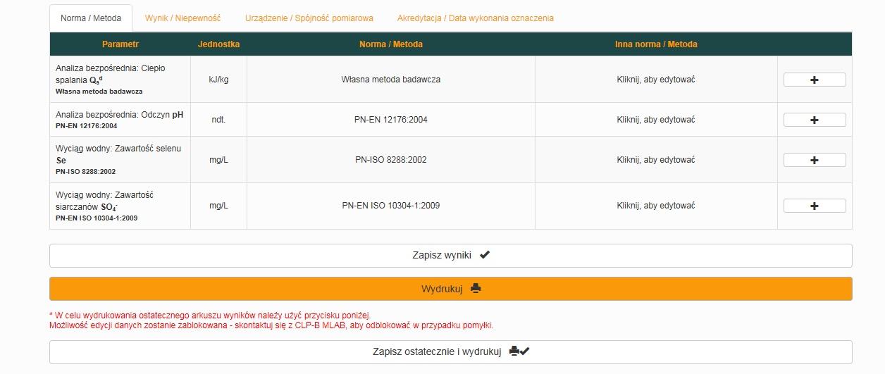 Jeżeli uczestnik chce na własne potrzeby wydrukować roboczy Arkusz Wyników Badań, może to zrobić przez kliknięcie Wydrukuj (Rysunek 33).