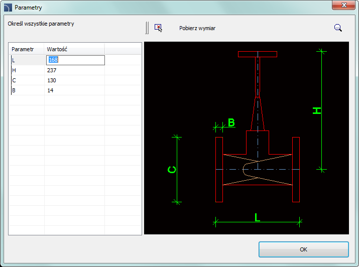 CADprofi HVAC & Piping: Armatura OK Element początkowy/końcowy możliwość dołączenia do obiektu dodatkowych elementów.