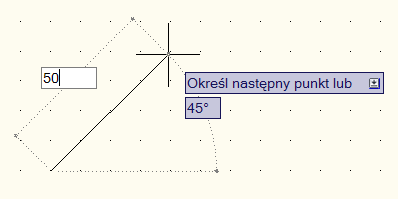 Ćwiczenie 2.5. Rysowanie odcinków 6 i 7 sposobem współrzędne lokalne L< Narysuj równoległobok o wymiarach jak na (10.18). 45 50 100 Rys. 2.18. Włącz SIATKA za pomocą klawisza F7.