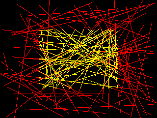 Zwróć uwagę, iż pod liniami żółtymi widać linie czerwone. Również końce niektórych linii żółtych nie pokrywają się dokładnie z liniami czerwonymi. Powodów jest kilka.