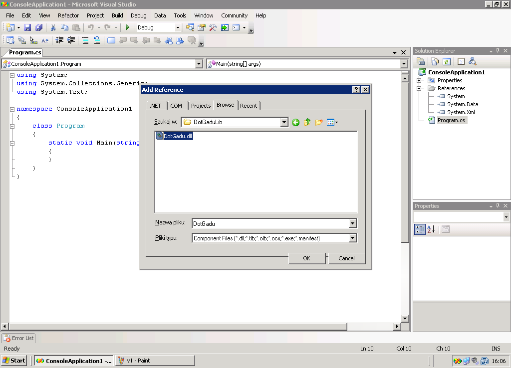 2a. Ustawienia IDE: Visual Studio 2005 1. W celu utworzenia nowego projektu wybieramy File->New->Project.