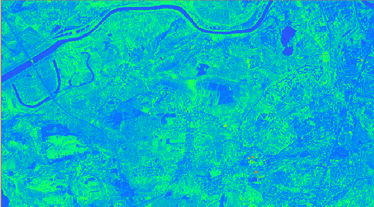 2. Obliczenie wartości albedo Z obliczonej luminancji spektralnej dla kanału panchromatycznego, moŝna teraz obliczyć współczynnik odbicia (albedo) za pomocą narzędzia