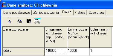 Rys. 41. Dane o emisji dla Laguny Rys.42. Dane o emisji dla Chlewni 4.2.2. ZałoŜenia dotyczące topograficznych i meteorologicznych warunków dyspersji W otoczeniu emitora dominują pola uprawne.