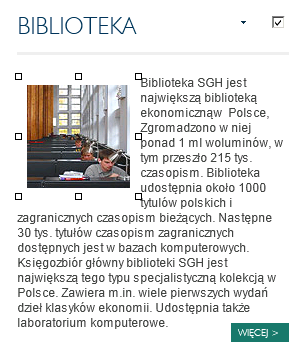 4.2. Edycja zdjęć w edytorze zawartości oraz w innych web partach Będąc w trybie edycji strony (Rys. 16) zaznacz obraz klikając w niego (Rys. 17): Rys. 16 Rys.