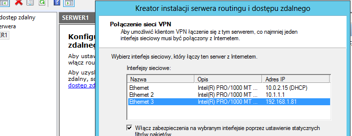 4. W następnej odsłonie okna wybieramy Sieć VPN (bo ją chcemy skonfigurować nie połączenie