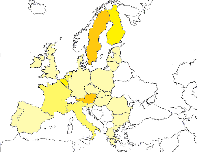 Gęstość gospodarstw rolnych prowadzących działalność w zakresie turystyki na obszarach wiejskich (2010) Mniej niż 1 gospodarstwo na 100 km 2 : Rumunia (0,0), Cypr (0,0), Malta (0,0), Bułgaria (0,1),