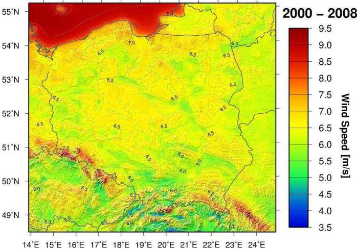 Strefy wietrzne na terenie Polski Rys.
