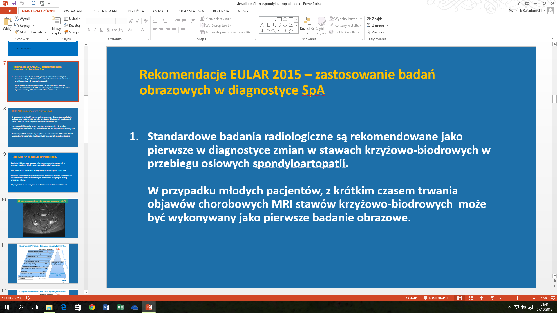 Przebieg spondyloartropatii.
