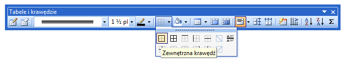 6. Opis paska narzędzi (podstawowych funkcji) Tabele i krawędzie (W tym również 2 sposób na scalanie i dzielenie komórek- jeżeli już są zaznaczone): 7.