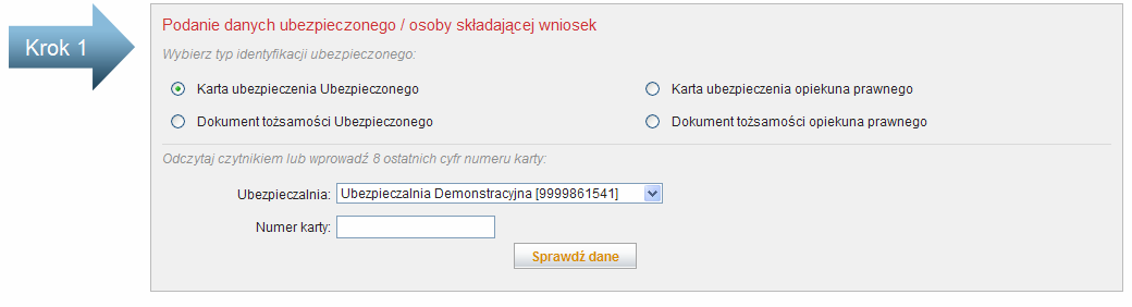 Opis procedury wypełniania wniosku jest dostępny w górnej części okna. Użytkownik powinien postępować ściśle według zamieszczonego opisu postępowania. Rysunek 47.