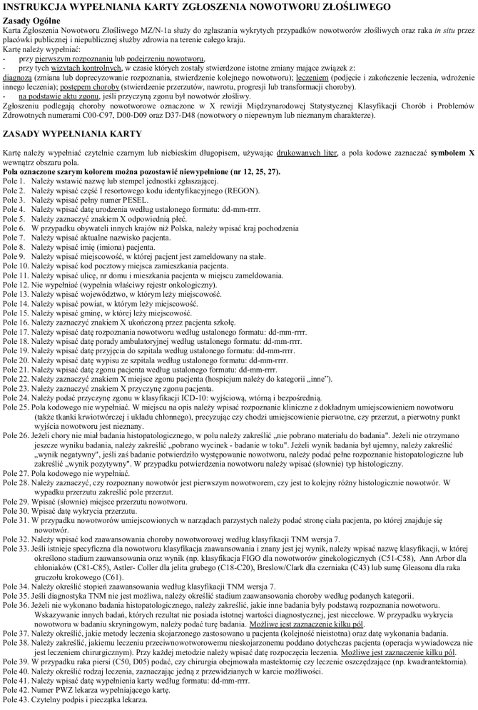 Rysunek 3. Karta zgłoszeniowa nowotworu złośliwego [źródło: http://onkologia.org.