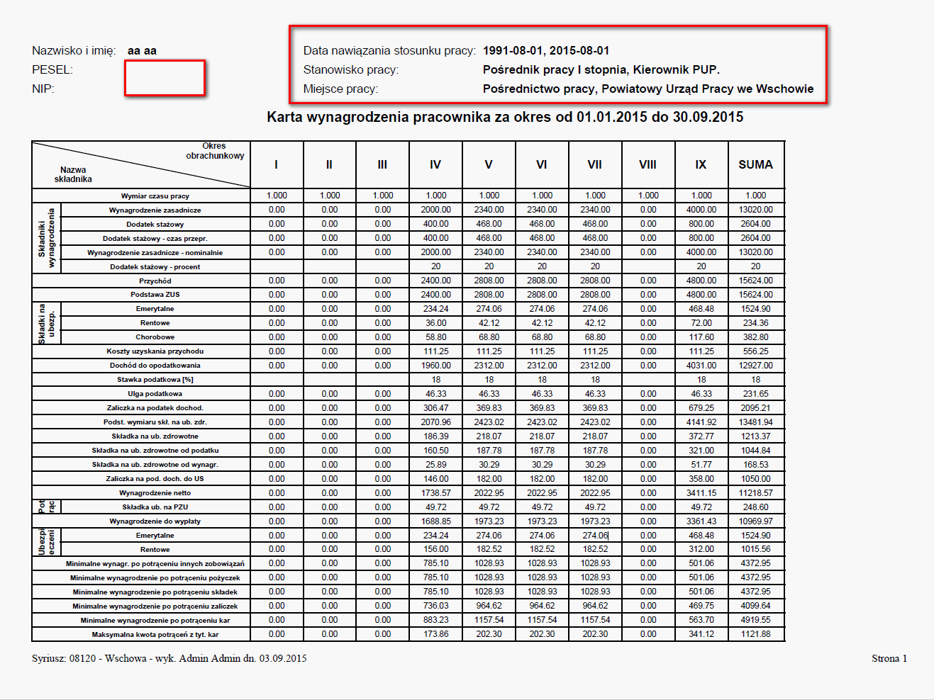 4. KD - Kadry 4.1 Rozbudowano kartę wynagrodzeń o dodatkowe informacje. Karta wynagrodzeń została rozbudowany o dodatkowe informacje powiązane z umową pracownika.