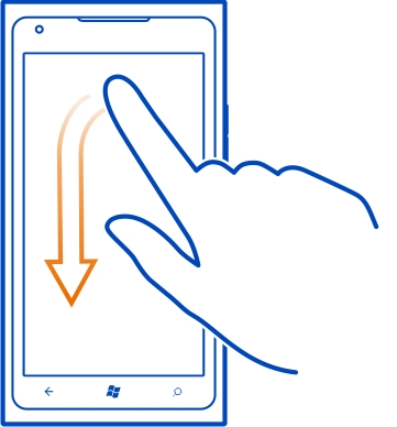 Podstawowe informacje 21 Przykład: Przesuń palcem w lewo lub w prawo między ekranem startowym a menu aplikacji albo między różnymi widokami w centrach.