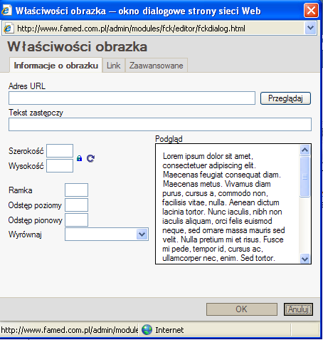 Uzyskujemy widok: (jest to wyskakujące okno może się zdążyć, że okno to zostanie zablokowane - trzeba w