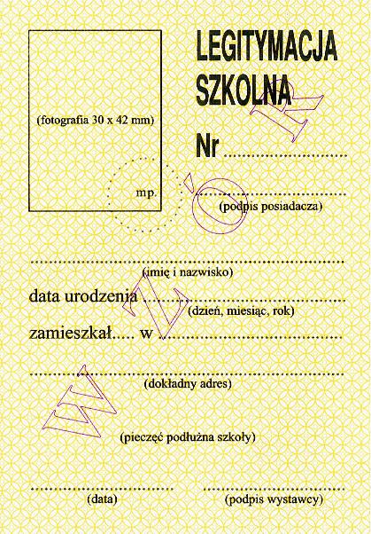 Wzór nr 18 do nr 17, 27 LEGITYMACJA SZKOLNA UCZNIA NIEPEŁNOSPRAWNEGO Legitymacje szkolne dla dzieci niepełnosprawnych wydane na drukach MENiS-II/182/2 mogły być