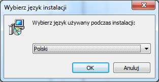 odpowiedni plik instalacyjny. Wybór języka instalacji (oraz jednocześnie wersji językowej programu NMS ANPR).