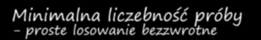 Miimala liczbość próby - pros losowai bzzwro Duża próba wsępa ( 0 50), gdy szacowaa js śrdia Mała próba wsępa ( 0 <50), gdy szacowaa js śrdia p ( p ( ( ) Duża próba wsępa ( 0 50), gdy szacowaa js