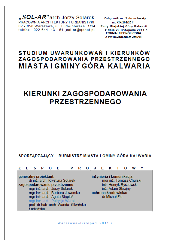 UWARUNKOWANIA LOKALIZACYJNE Zmiana studium uwarunkowań i kier.