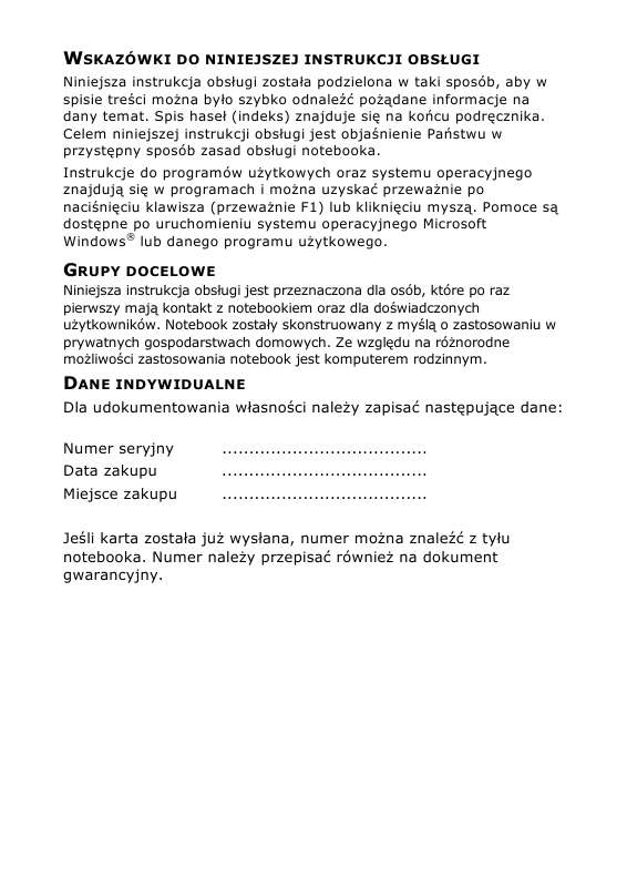 Szczegółowe instrukcje użytkowania znajdują się w podręczniku użytkownika.