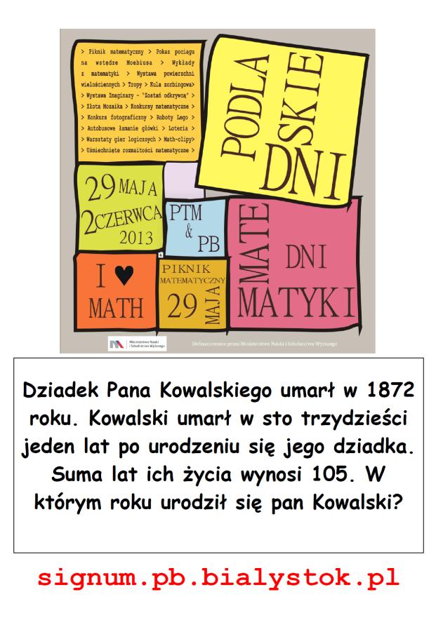 W ramach szóstych Dni Matematyki w Białymstoku po raz kolejny miała miejsce akcja Autobusowe łamanie główki.