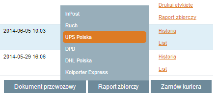 Rys. 71 Okno drukowania etykiet termicznych 9.7.2 Przygotowywanie raportu zbiorczy Krok 1 W panelu administracyjnym sklepu wchodzimy do zakładki Dodatki Dostawy Sheepla Przesyłki (druga pozycja w panelu bocznym).