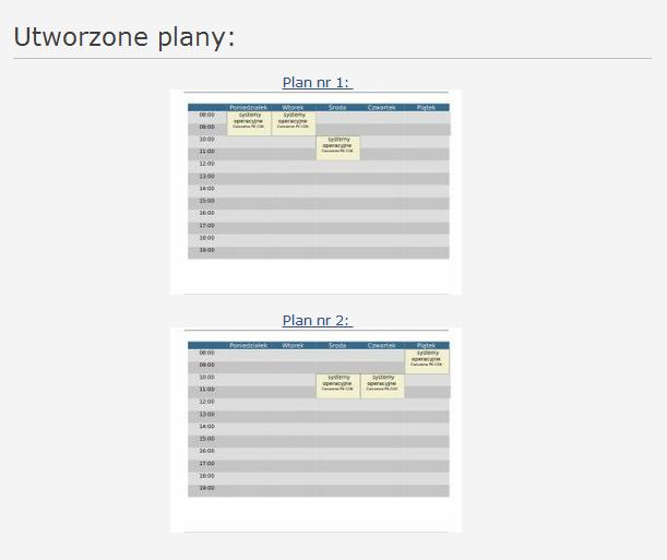 o Po wprowadzeniu planów pojawia się podgląd graficzny