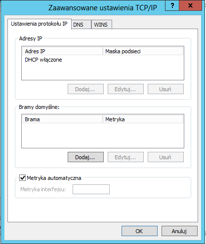 Konfiguracja TCP/IPv4 wygląda podobnie. Dodatkowo w podstawowym oknie, prócz karty Ogólne, pojawia się także karta Konfiguracja alternatywna.