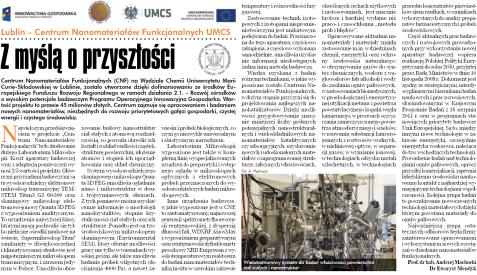 Promocja projektu CNF i jego rezultatów informacje w prasie, radio, TV, portalach