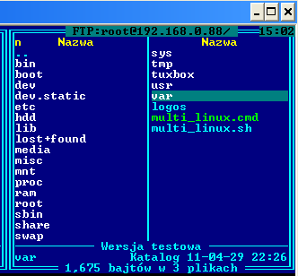 Do komunikacji przez FTP można użyć różnych programów, widok jest z programu FAR II. Opiszę różne funkcje.. 1.