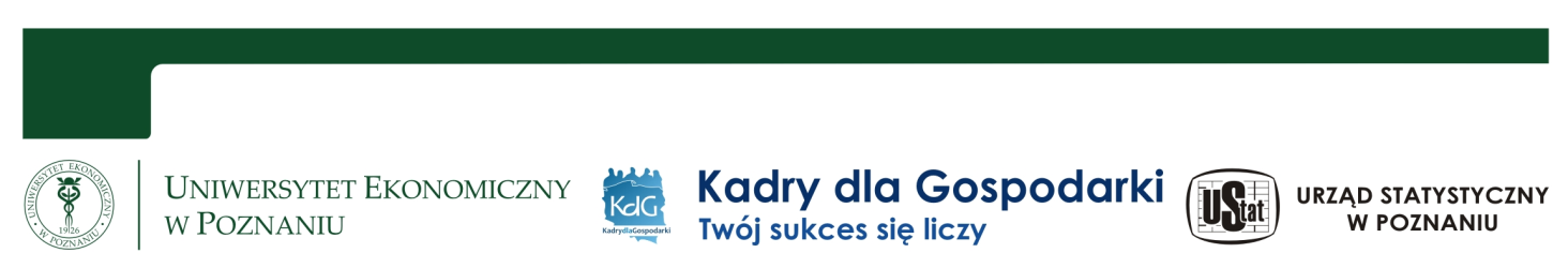 Projekt Kadry dla Gospodarki realizowany przez Uniwersytet Ekonomiczny w Poznaniu we współpracy z partnerem projektu, Urzędem Statystycznym w Poznaniu w ramach Programu Operacyjnego Kapitał Ludzki