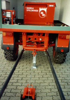 Bagela - Kabelziehwinde, aufgebaut auf Unimog, angetrieben vom Nebenantrieb Wciągarka do kabli zamontowana w skrzyni ładunkowej pojazdu transportowego Unimog, z osobnym napędem Technische Daten RKW 3