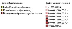 Raporty statystyczne Raport C3 prezentowany w postaci mapy przedstawia średnie ceny w wybranej lokalizacji w połączeniu z prezentacją wybranych wartości makroekonomicznych pozyskanych z