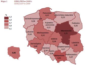 Wydatki B+R w relacji do PKB Źródło: