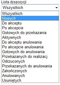 Ustawienia związane z wyświetlaniem listy dyspozycji utworzenia depozytu u MF są zapamiętywane dla każdego użytkownika osobno (ściślej dla każdej przeglądarki) poprzez mechanizm trwałego cookie